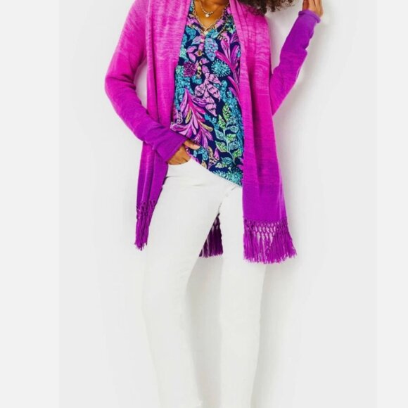 Lilly Pulitzer Tatum Ombre Cardigan Orchid Oasis - Picture 4 of 14